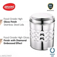 Essential Jars & Containers - L X H X W: 13.5 X 16.5 X 13.5cm, Mirror Polish S.Steel, Stainless Steel, 4 Pieces of pack 1